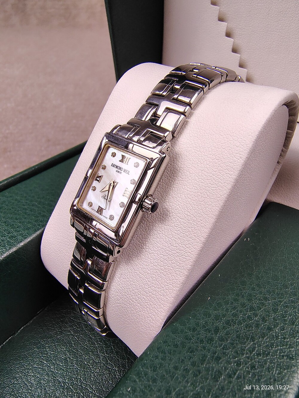 Women's Raymond Weil Parsifal Diamond White Mother Of Pearl Dial Stainless Watch